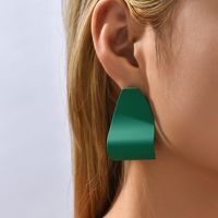 New Fashion Wave Hook-shaped Solid Color Green Earrings main image 4