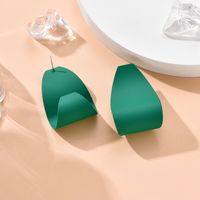 New Fashion Wave Hook-shaped Solid Color Green Earrings main image 3