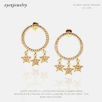 Fashion Gold-plated Zircon Five-pointed Star Earrings Wholesale sku image 1