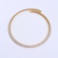 Fashion Simple Geometric Electroplated 18k Gold Inlaid Zircon Copper Collar main image 2