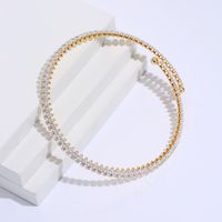 Fashion Simple Geometric Electroplated 18k Gold Inlaid Zircon Copper Collar main image 3