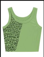 Patterns Printed Knitted Simple Slim Crop Tank Top sku image 4