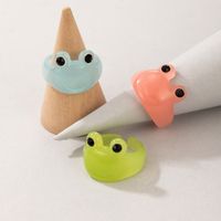 Cute Little Frog Cartoon Candy Color Resin Ring main image 2