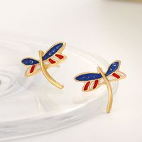Außenhandel Neue Europäische Und Amerikanische Damen Süße Farbe Drei Sterne Ohrringe Libelle Schmetterlings Ohrringe Amerikanische Flagge Ohrringe main image 3