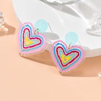 Fashion Colorful Transparent Heart-shaped Contrast Color Simple Earrings main image 4