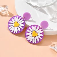 Fashion Creative Daisy Print Contrast Color  Flower Acrylic Earrings main image 3