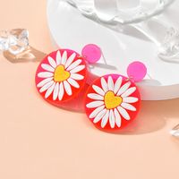 Fashion Creative Daisy Print Contrast Color  Flower Acrylic Earrings sku image 3