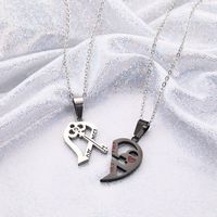 Fashion Ornament Dripping Oil Heart Pattern  Necklace 2-piece Set main image 3