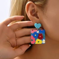 Fashion Simple Oil Painting Colorful Flower Earrings  Pendant Acrylic Earrings main image 3