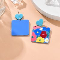 Fashion Simple Oil Painting Colorful Flower Earrings  Pendant Acrylic Earrings main image 2