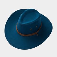 Cowboy Fedora Hat Big Brim Cowboy Hat Suede Outdoor Sun Hat Men's Riding Hat main image 7