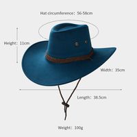 Cowboy Fedora Hat Big Brim Cowboy Hat Suede Outdoor Sun Hat Men's Riding Hat main image 3