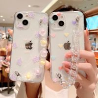 Fashion Cartoon Painted Flower Heart Chain Iphone 13 Mobile Phone Case main image 2