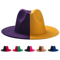 Color Matching Hat Men's New Two-color Big Brim Fedora Hat Double-sided Woolen Fashion Felt Cap main image 2