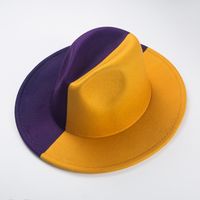 Color Matching Hat Men's New Two-color Big Brim Fedora Hat Double-sided Woolen Fashion Felt Cap main image 6