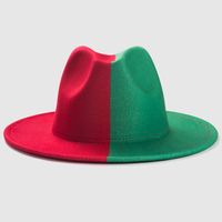 Color Matching Hat Men's New Two-color Big Brim Fedora Hat Double-sided Woolen Fashion Felt Cap main image 5