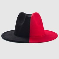 Color Matching Hat Men's New Two-color Big Brim Fedora Hat Double-sided Woolen Fashion Felt Cap main image 3