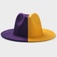 Color Matching Hat Men's New Two-color Big Brim Fedora Hat Double-sided Woolen Fashion Felt Cap sku image 4