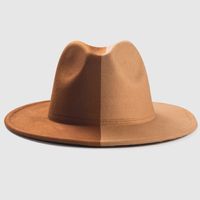 Color Matching Hat Men's New Two-color Big Brim Fedora Hat Double-sided Woolen Fashion Felt Cap sku image 5