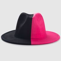 Color Matching Hat Men's New Two-color Big Brim Fedora Hat Double-sided Woolen Fashion Felt Cap sku image 6