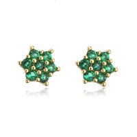 New Fashion Plating 18k Gold Micro Inlaid Zircon Geometric Copper Ear Studs Earrings sku image 2