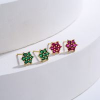 New Fashion Plating 18k Gold Micro Inlaid Zircon Geometric Copper Ear Studs Earrings main image 1