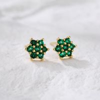 New Fashion Plating 18k Gold Micro Inlaid Zircon Geometric Copper Ear Studs Earrings main image 3