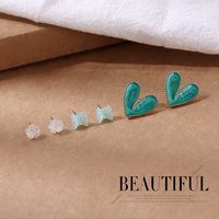 Korean Version Of The Small Fresh Minority All-match Resin Butterfly Oil Drop Peach Heart Earring Set sku image 1