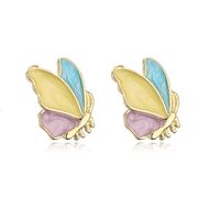 Fashion 18k Gold Plating Zircon Dripping Butterfly Copper Ear Studs Earring sku image 2