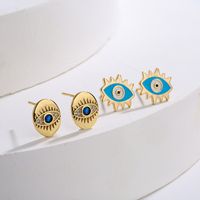 Mode Bösen Augen Ohr Studs Frauen Neue Gold-überzogene Micro Intarsien Zirkon Kupfer Ohrringe main image 5