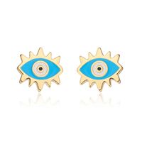 Fashion Evil Eyes Ear Studs Women's New Gold-plated Micro Inlaid Zircon Copper Earrings sku image 2