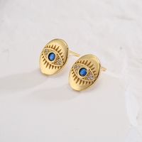 Fashion Evil Eyes Ear Studs Women's New Gold-plated Micro Inlaid Zircon Copper Earrings main image 2