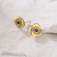 Fashion Evil Eyes Ear Studs Women's New Gold-plated Micro Inlaid Zircon Copper Earrings main image 3