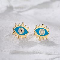 Fashion Evil Eyes Ear Studs Women's New Gold-plated Micro Inlaid Zircon Copper Earrings main image 4