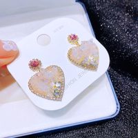 Fashion Elegant Four-leaf Clover Heart-shaped Crystal Inlaid Ear Stud main image 2