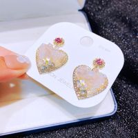 Fashion Elegant Four-leaf Clover Heart-shaped Crystal Inlaid Ear Stud main image 4