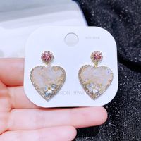 Fashion Elegant Four-leaf Clover Heart-shaped Crystal Inlaid Ear Stud main image 5