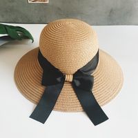 Sombrero De Paja Hecho A Mano Mujer Al Aire Libre Playa Protección Solar Sombrero sku image 4