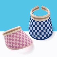 2022 New Chessboard Plaid Fashion Sun Hat Reathable Topless Hat main image 4
