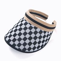 2022 New Chessboard Plaid Fashion Sun Hat Reathable Topless Hat sku image 6