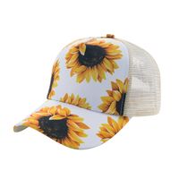 New Baseball Cap Fashion Sunflower Printed Cross Ponytail Mesh Hat Sun-poof Peaked Cap main image 2
