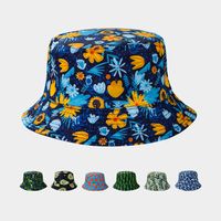 Fashion New Leaves Avocado Orange Plant Printed Reversible Bucket Hat Wholesale main image 1