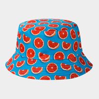 Fashion New Leaves Avocado Orange Plant Printed Reversible Bucket Hat Wholesale sku image 5