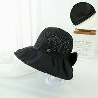 Fashion Sun Protection Block Uv Knit Breathable Vinyl Wide Brim Big Bow Hat sku image 2