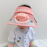 Baby Topless Summer Rechargeable Fan Sun-proof Big Brim Gradient Color Transparent Hat sku image 1