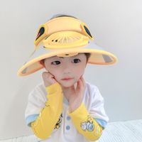 Baby Topless Summer Rechargeable Fan Sun-proof Big Brim Gradient Color Transparent Hat sku image 5