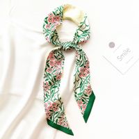 Koreanischen Stil Sommer Blume Und Vogel Gedruckt Damen Dekoration Band Haar Band Schal main image 5