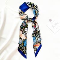 Korean Style Summer Flower And Bird Printed Ladies Decoration Ribbon Hair Band Scarf sku image 1