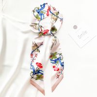 Korean Style Summer Flower And Bird Printed Ladies Decoration Ribbon Hair Band Scarf main image 4