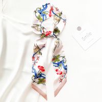 Koreanischen Stil Sommer Blume Und Vogel Gedruckt Damen Dekoration Band Haar Band Schal main image 4